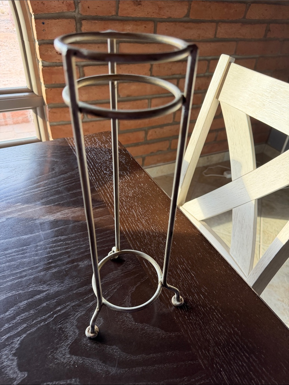 Metal candle holder 13 1/2” tall with 4” diameter for tall candle pillar